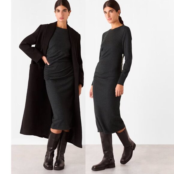 Whistles Grey Long Sleeve Dress Size 10 - Picture 1 of 15
